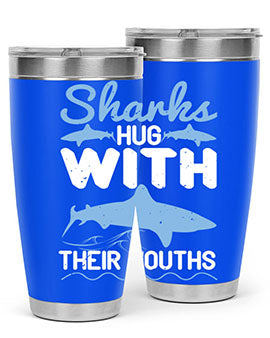 Sharks hug with their mouths Style 22#- shark  fish- Tumbler
