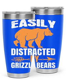 easily distracted by grizzly bears 1#- Bears- Tumbler