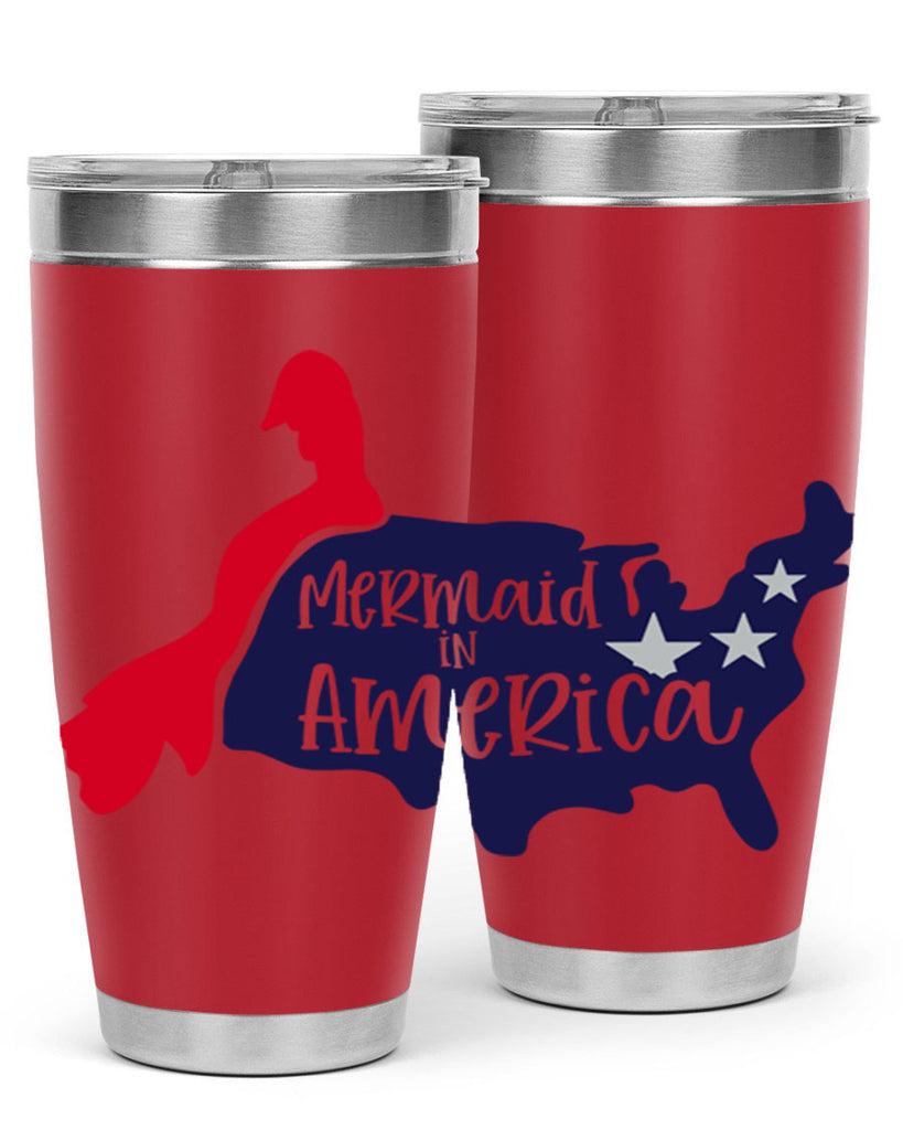 Mermaid In America Style 167#- Fourt Of July- Tumbler