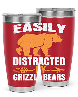 easily distracted by grizzly bears 1#- Bears- Tumbler