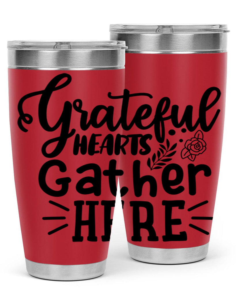 grateful hearts gather here 58#- thanksgiving- Tumbler