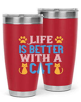 life is better with cat Style 64#- cat- Tumbler