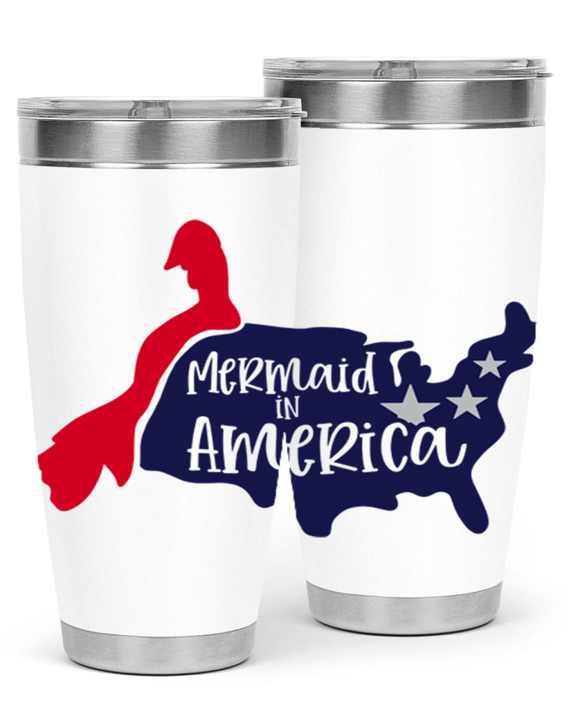 Mermaid In America Style 167#- Fourt Of July- Tumbler