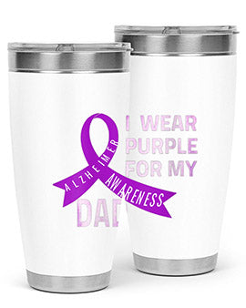 Womens I Wear Purple for My Dad Alzheimers Disease Awareness VNeck 221#- alzheimers- Tumbler