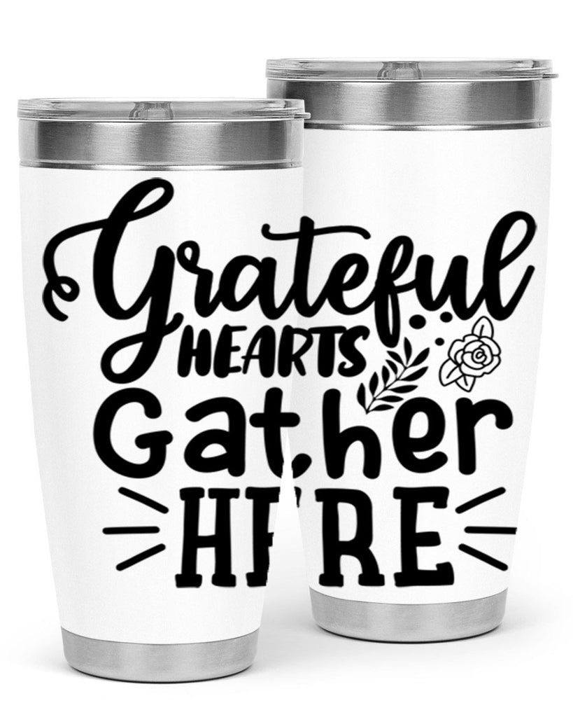 grateful hearts gather here 58#- thanksgiving- Tumbler