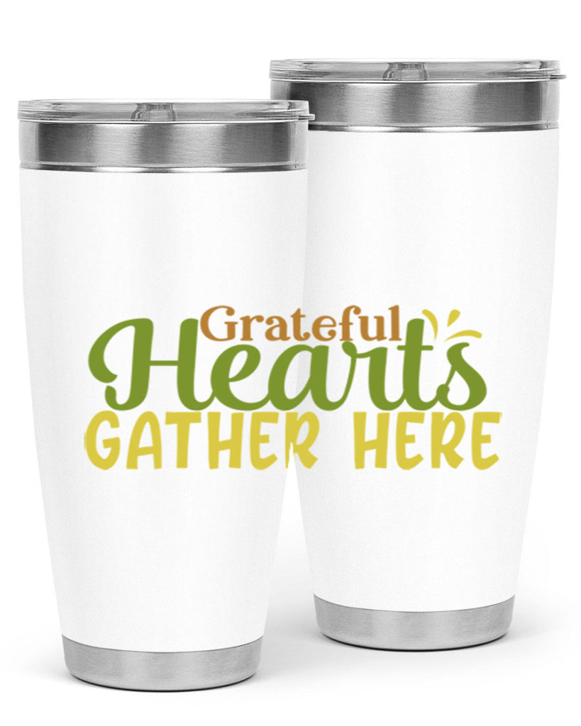 grateful hearts gather here 59#- thanksgiving- Tumbler