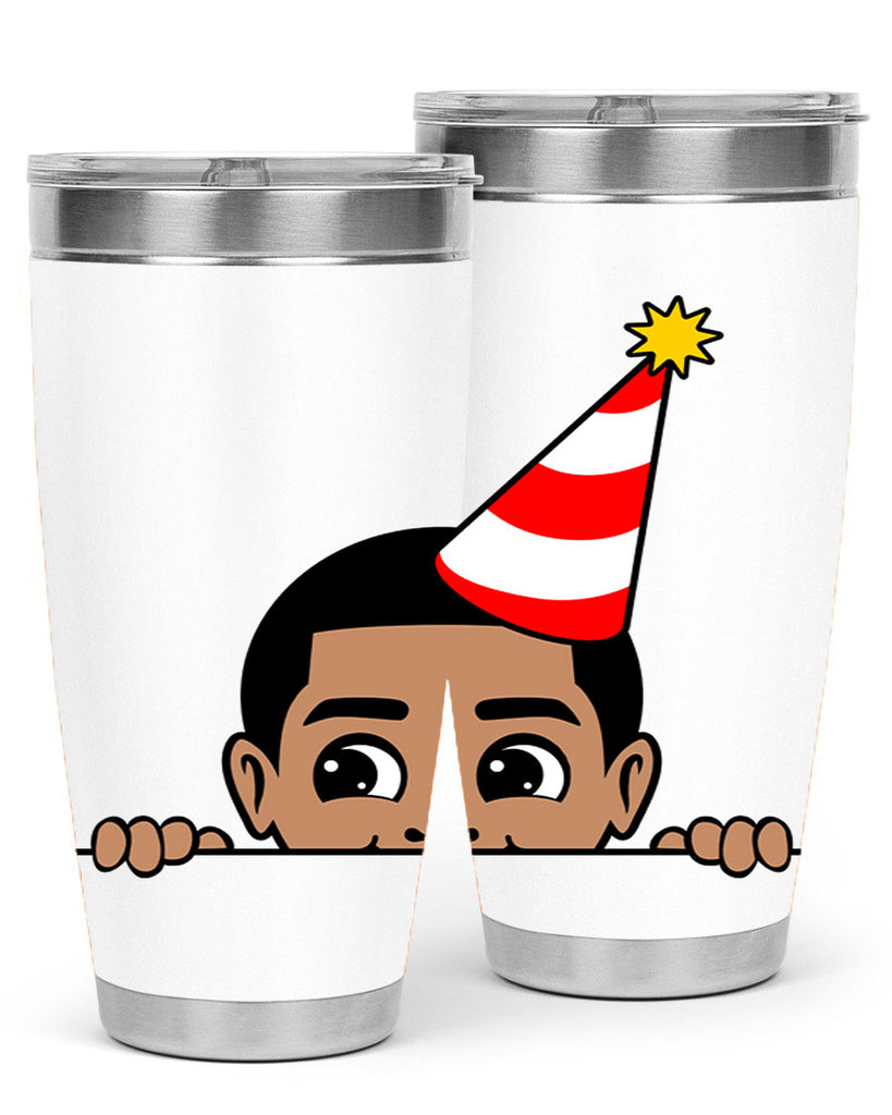 peekaboo afro birthday boy 21#- black men - boys- tumbler