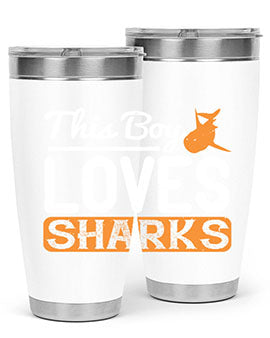 this boy loves sharks Style 14#- shark  fish- Tumbler