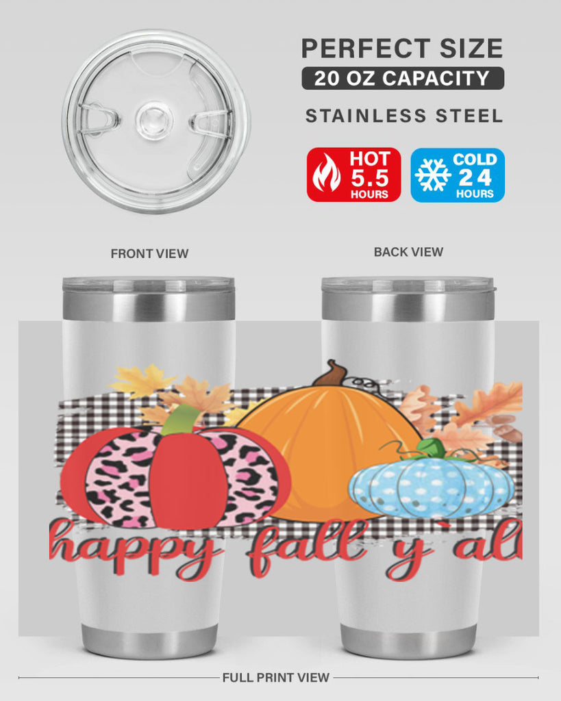 Happy Fall Yall Leopard 229#- fall- Tumbler
