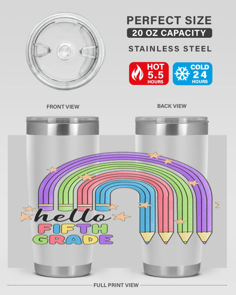 Hello 5th Grade Pencil Rainbow 13#- 5th grade- Tumbler