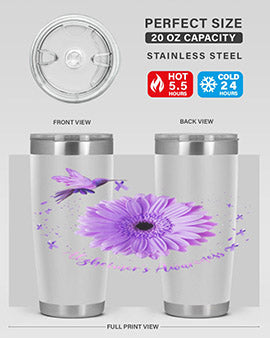 Hummingbird Sunflower Purple Ribbon Alzheimers Awareness 167#- alzheimers- Tumbler