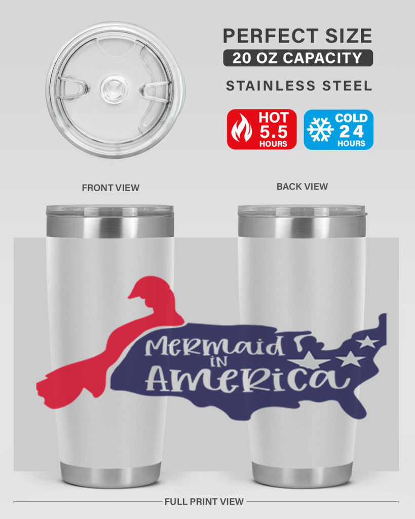 Mermaid In America Style 167#- Fourt Of July- Tumbler