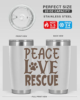 Peace Love Rescue Style 23#- cat- Tumbler