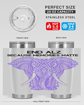 Purple Elephant Alzheimer Awareness 212#- alzheimers- Tumbler