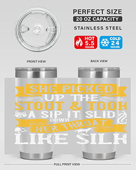 She picked up the stout and took a sip It slid down her throat like silk Style 25#- dog- Tumbler
