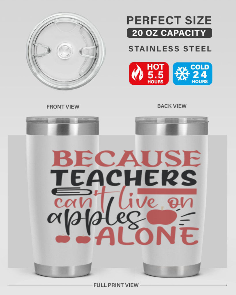 because teachers cant live on apples alone Style 121#- teacher- tumbler
