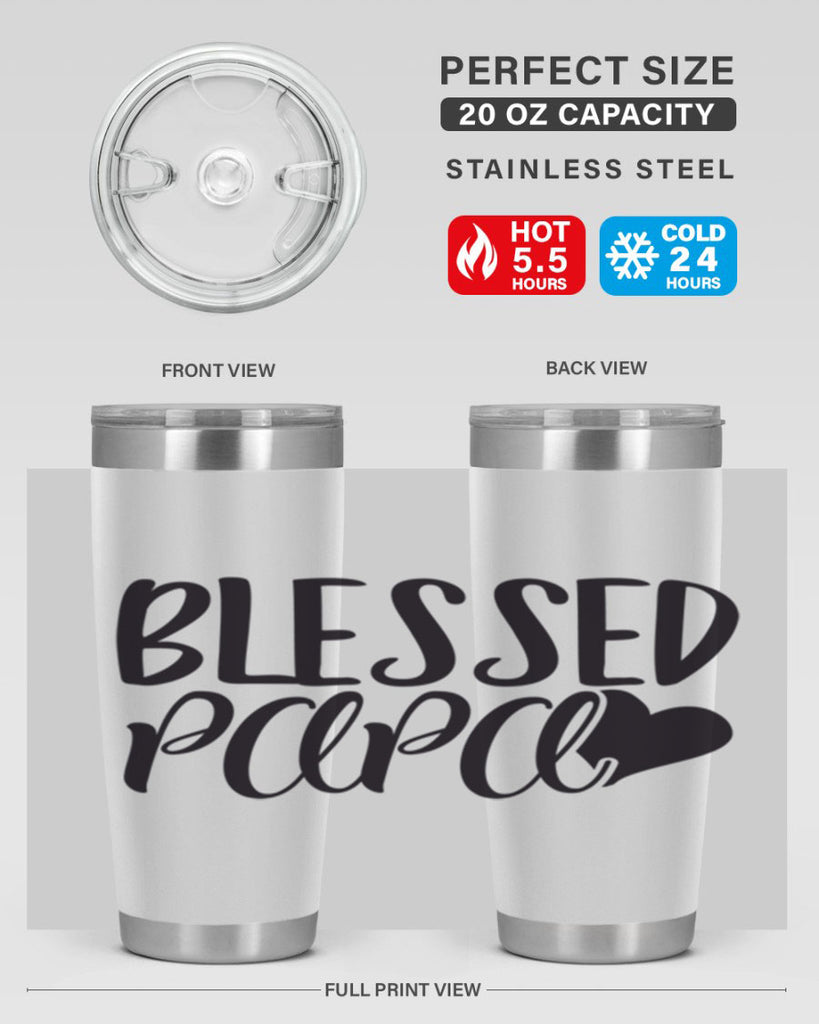 blessed papa 70#- grandpa - papa- Tumbler