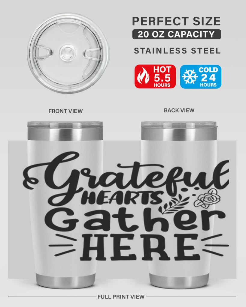 grateful hearts gather here 58#- thanksgiving- Tumbler