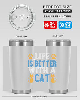 life is better with cat Style 64#- cat- Tumbler