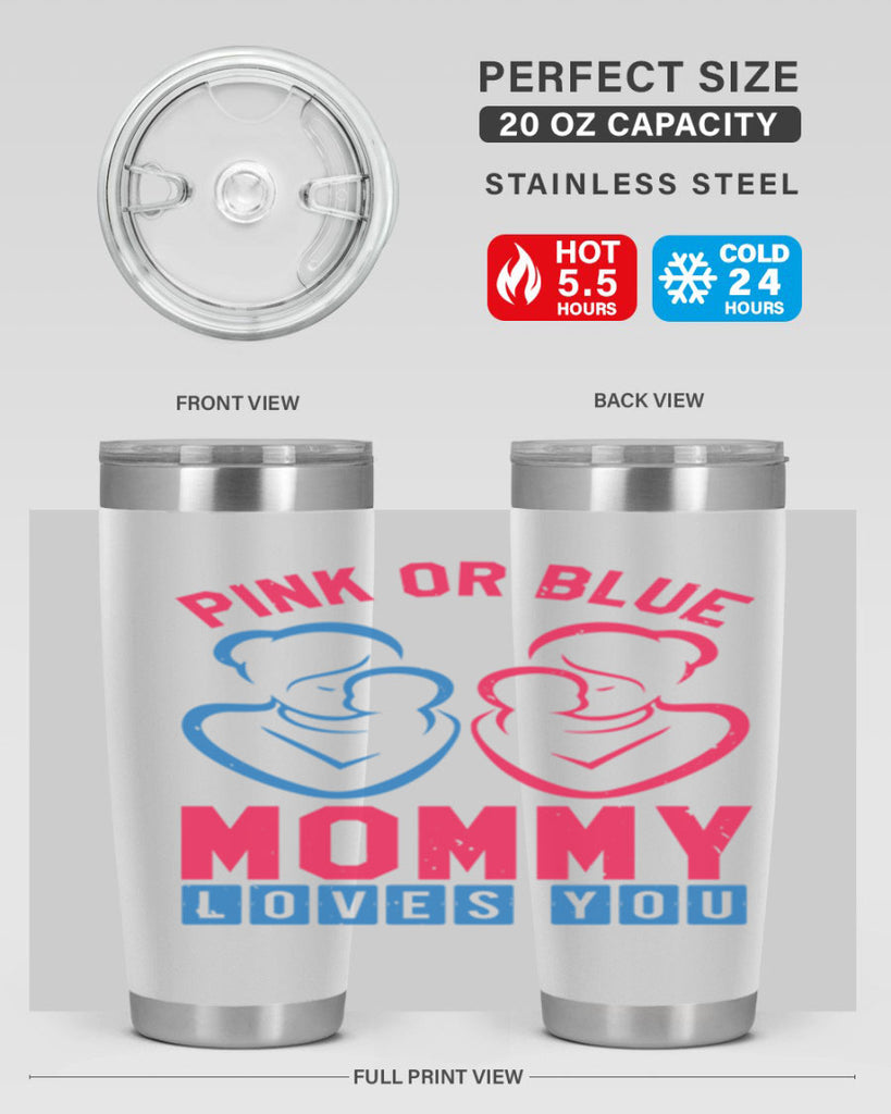 pink or blue Mommy Loves you Style 21#- baby shower- tumbler