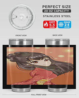 Cute and beautiful girl with red kimono 52#- anime- Tumbler
