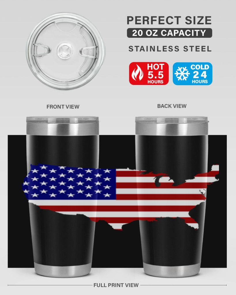 Flag With Map Style 50#- Fourt Of July- Tumbler