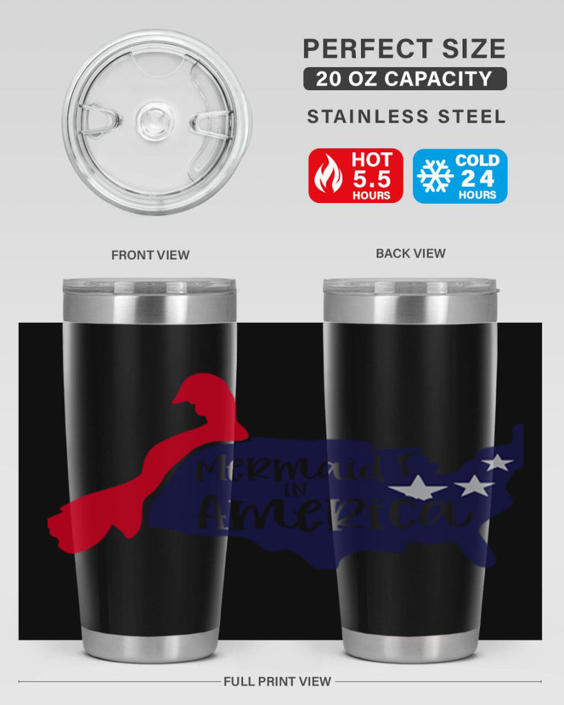 Mermaid In America Style 167#- Fourt Of July- Tumbler