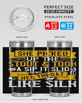 She picked up the stout and took a sip It slid down her throat like silk Style 25#- dog- Tumbler