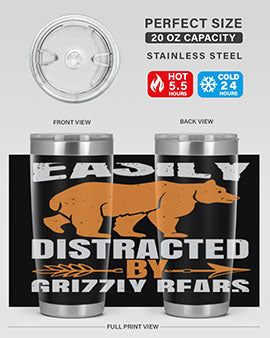easily distracted by grizzly bears 1#- Bears- Tumbler