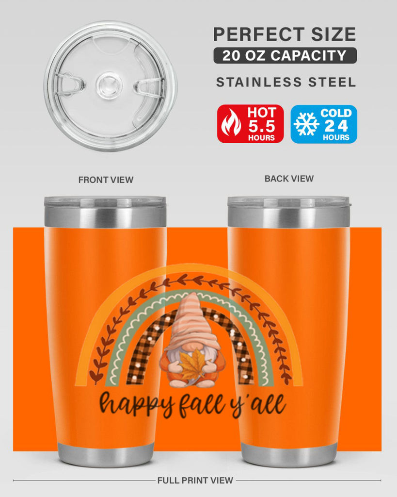 HappyFallYallGnomeRainbow 255#- fall- Tumbler
