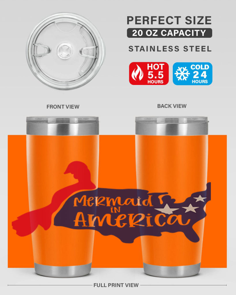 Mermaid In America Style 167#- Fourt Of July- Tumbler