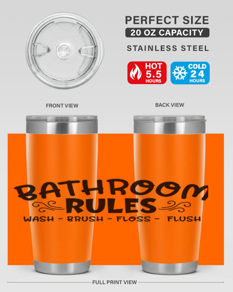 bathroom rules wash brush floss flush 91#- bathroom- Tumbler