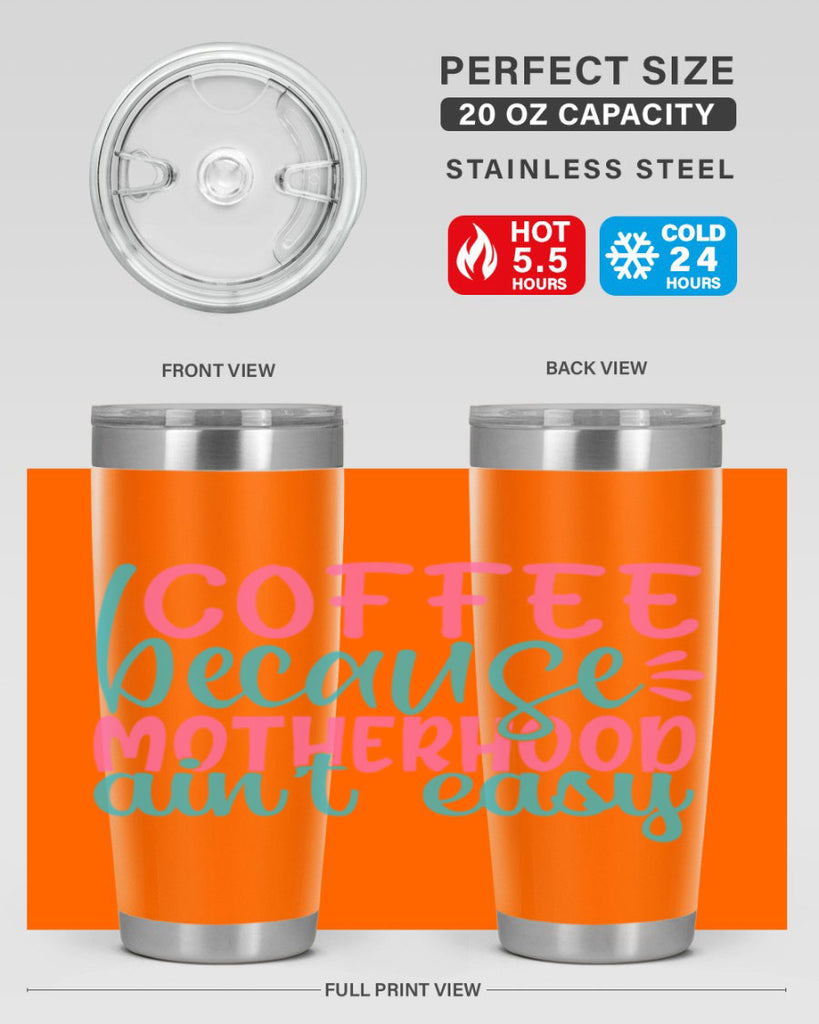 coffee becasue motherhood aint easy 352#- mom- Tumbler
