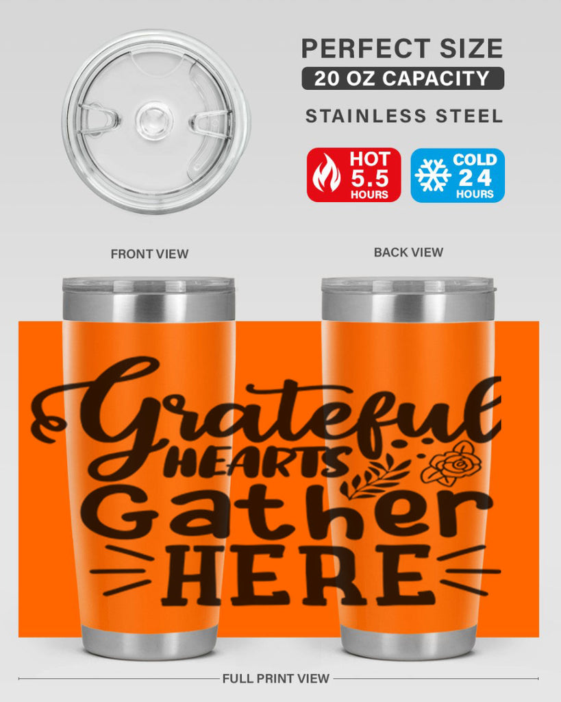 grateful hearts gather here 58#- thanksgiving- Tumbler