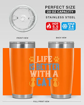 life is better with cat Style 64#- cat- Tumbler