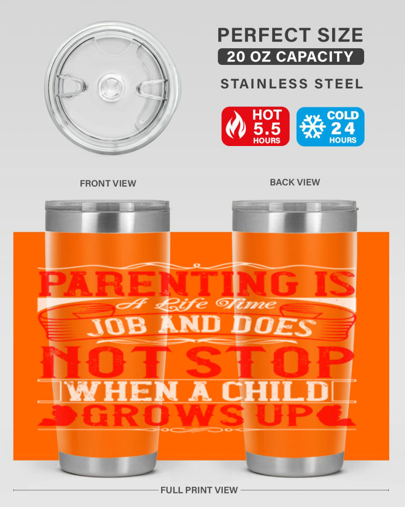 parenting is a life time job and does not stop when a child grows up 29#- Parents Day- Tumbler