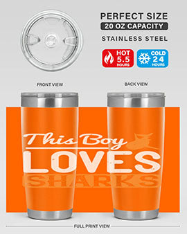 this boy loves sharks Style 14#- shark  fish- Tumbler