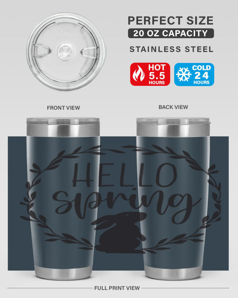 Hello Spring Bunny Wreath192#- spring- Tumbler