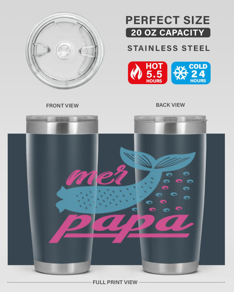 Mer Papa 344#- mermaid- Tumbler