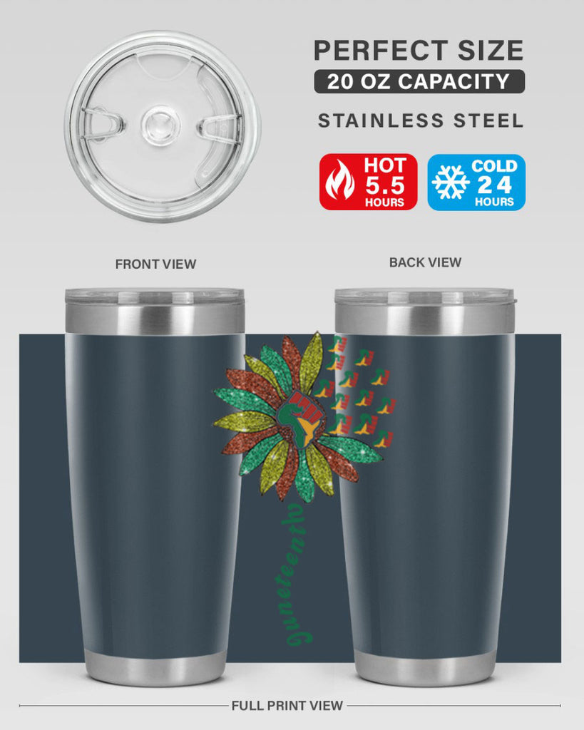 Sunflower Fist Juneteenth Black History 24#- Juneteenth- tumbler