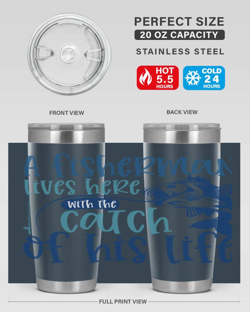 a fisherman lives here with the catch 228#- fishing- Tumbler