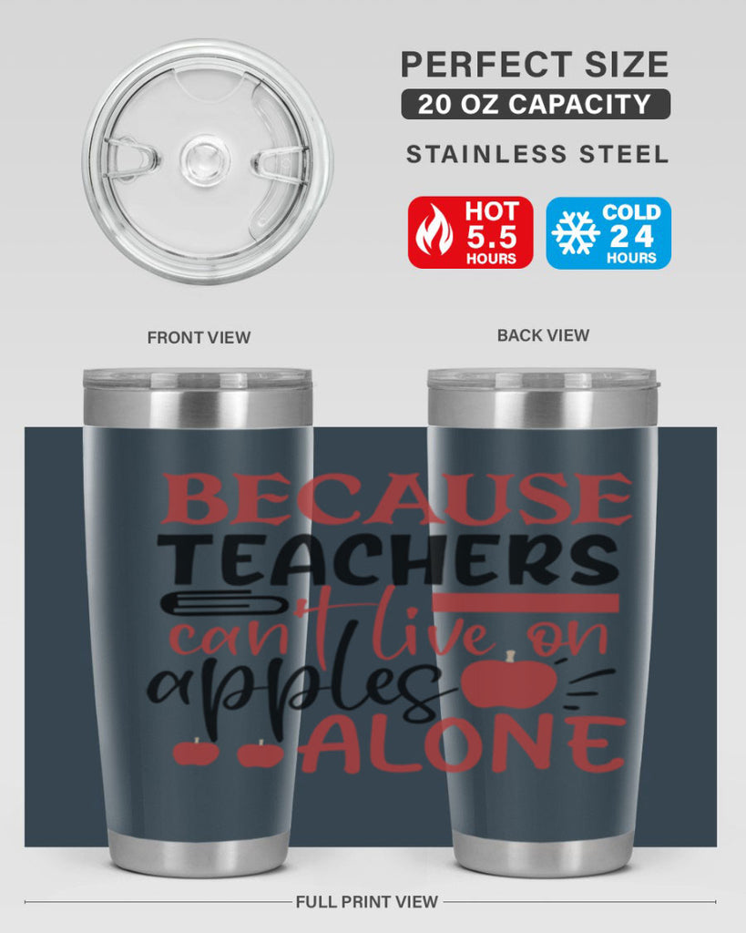 because teachers cant live on apples alone Style 121#- teacher- tumbler