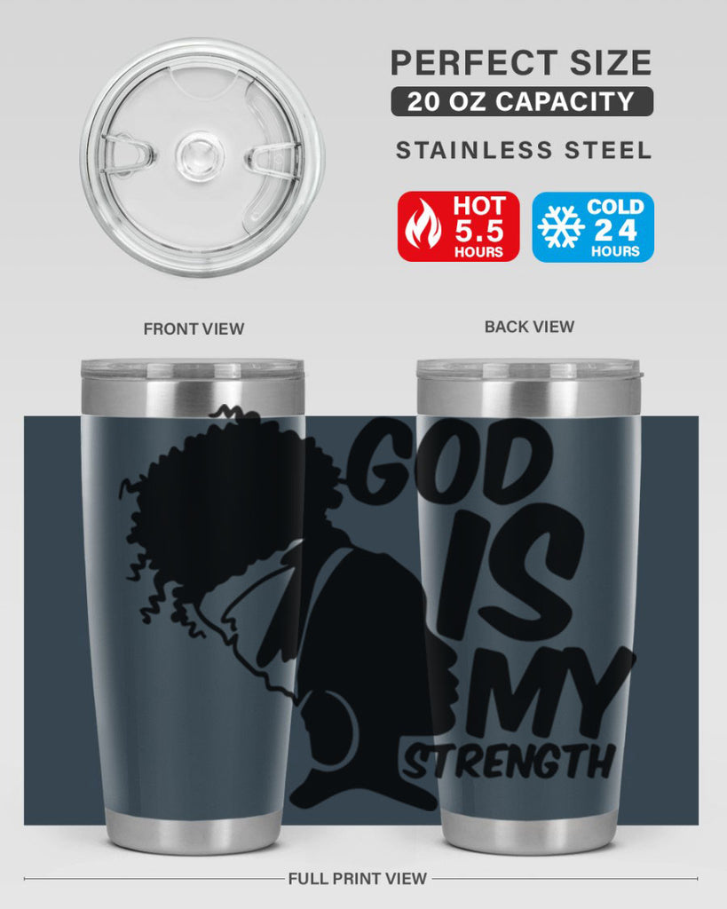 god is my strength- black words phrases- Cotton Tank