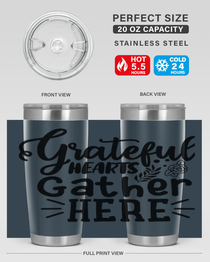 grateful hearts gather here 58#- thanksgiving- Tumbler