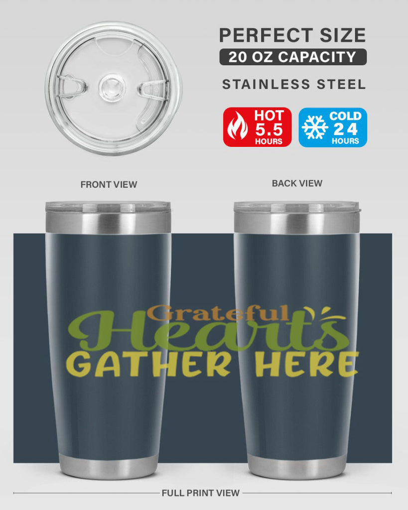 grateful hearts gather here 59#- thanksgiving- Tumbler