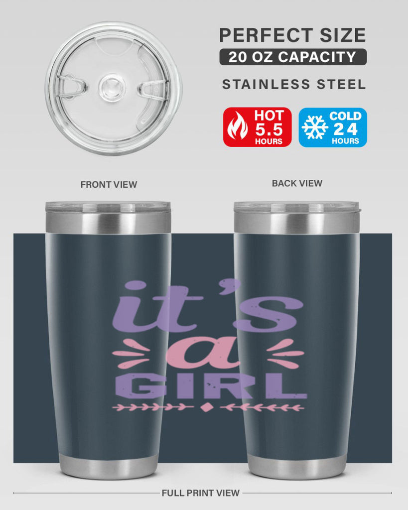 its a girl Style 32#- baby shower- tumbler