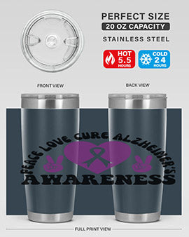 peace love cure alzheimer s awareness 206#- alzheimers- Tumbler