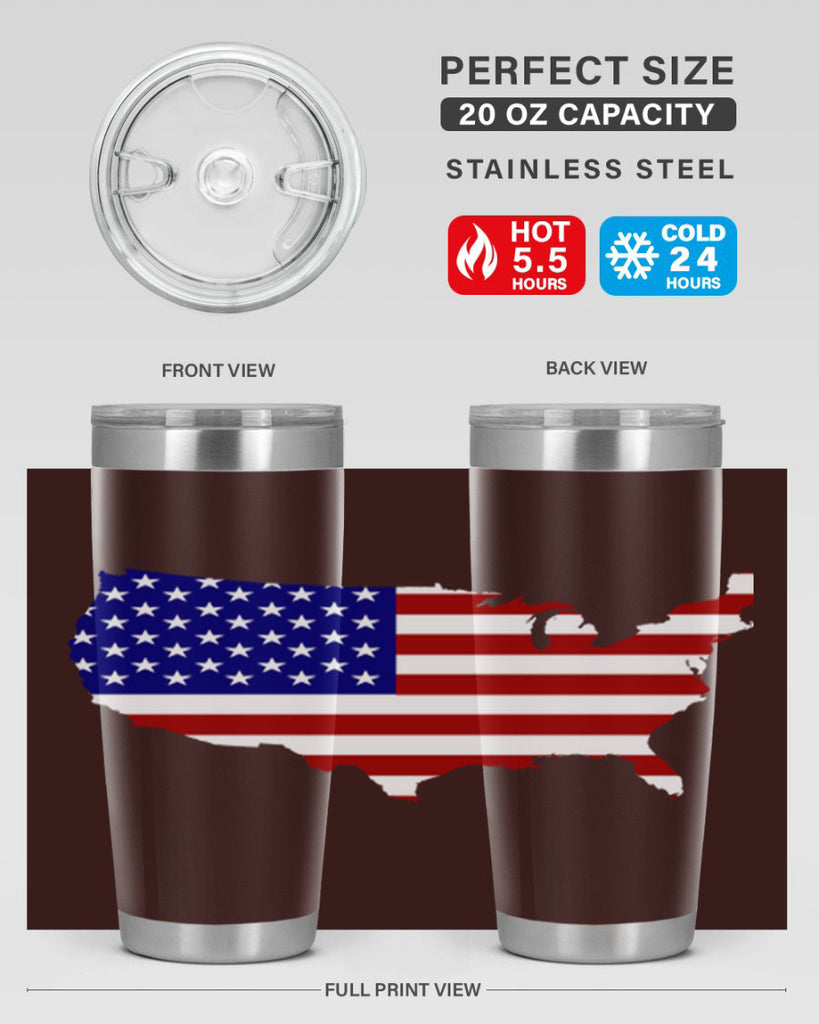 Flag With Map Style 50#- Fourt Of July- Tumbler