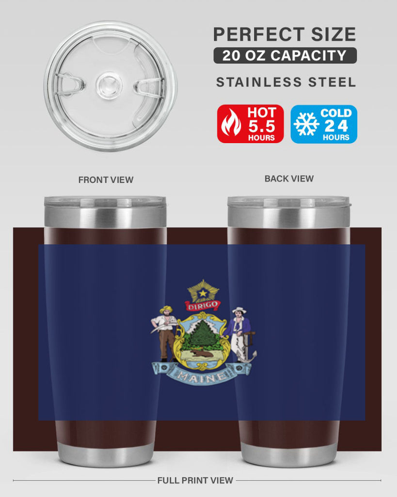 Maine 33#- Us Flags- Tumbler