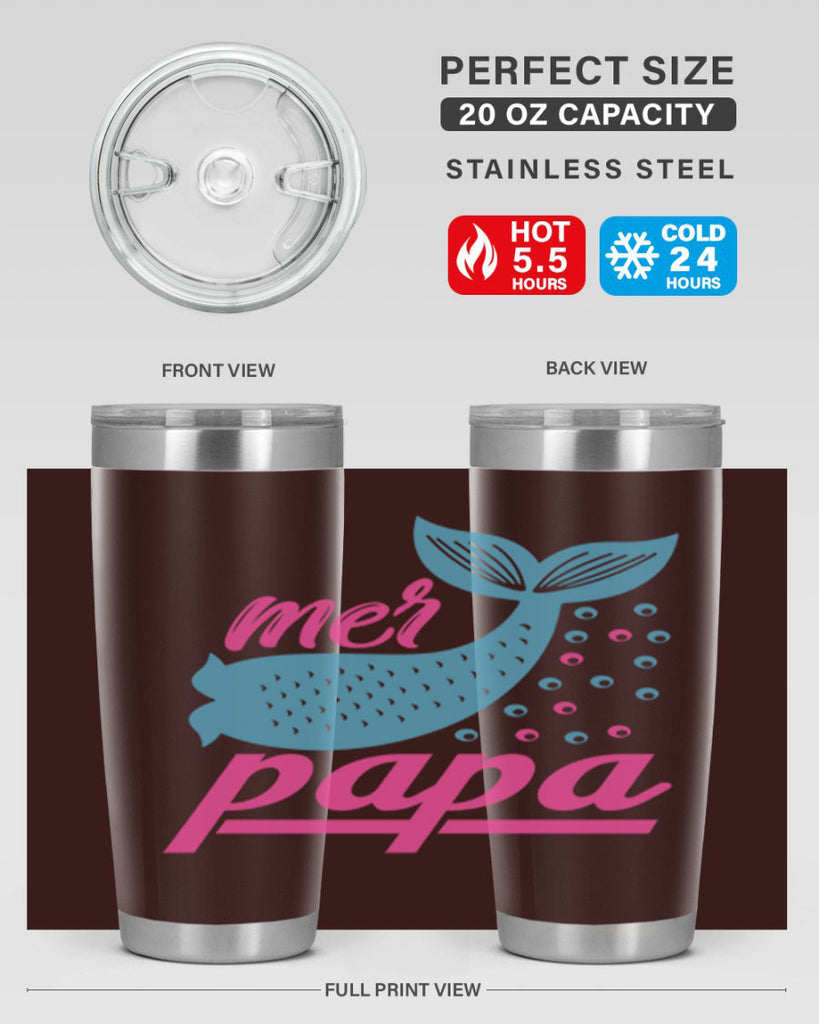 Mer Papa 344#- mermaid- Tumbler